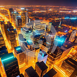 image of the colorful night city skyscraper landscape illuminated environment light