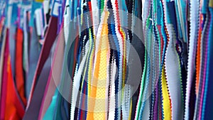 image of Colorful Textile Background Pile of bright folded clothes