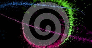 Image of colourful shapes moving on black background photo