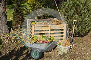 Image of compost bin in the garden photo