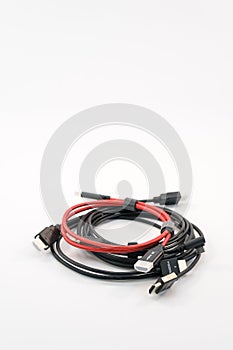 image with compuer cables and wires on a white surface