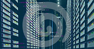 Image of computer data processing HTML over computer servers