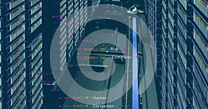 Image of computer data processing HTML over computer servers