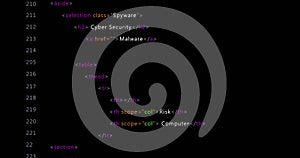 Image of computer data processing over black background
