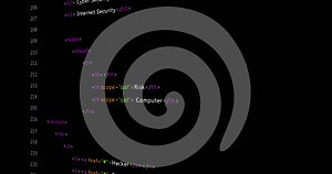 Image of computer data processing over black background