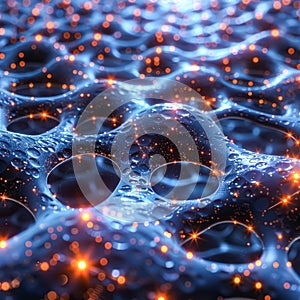 The image is a computer generated image of a glowing blue and orange wave.