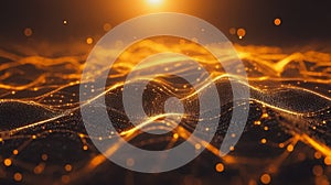 The image is a computer generated image of a wave with a bright orange color