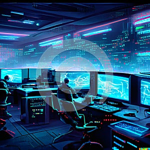 Image of computer room with gamer playing video games. gaming, technology and entertainment concept AI generated