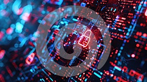 Image of a computer screen with a glowing padlock, suitable for cybersecurity concepts