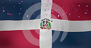 Image of confetti over flag of domenicana photo