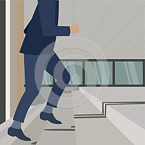 Image of confident businessman walking upstairs illustration