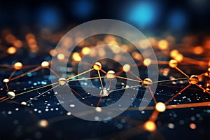 Image Connecting dots and lines on abstract tech background, 3Drendering