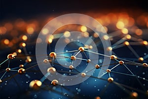 Image Connecting dots and lines on abstract tech background, 3Drendering
