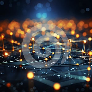 Image Connecting dots and lines on abstract tech background, 3Drendering