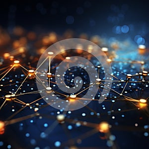 Image Connecting dots and lines on abstract tech background, 3Drendering