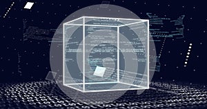 Image of connections and data processing over dark background