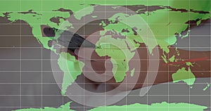 Image of connections and data processing over world map