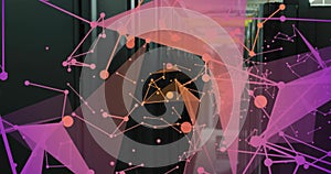 Image of connections and digital data processing over computer servers