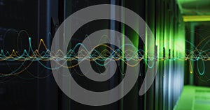 Image of connections and digital data processing over computer servers