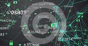 Image of connections and digital data processing over computer servers