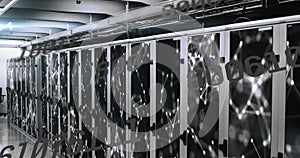 Image of connections, numbers, data processing over computer servers