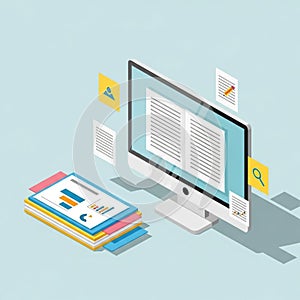 The image conveys concepts of digital document management and data analysis