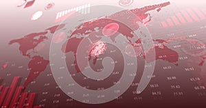 Image of coronavirus statistical data processing over World map