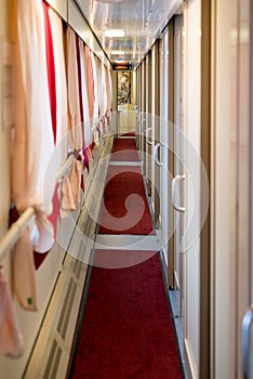 The image of corridor in compartment car