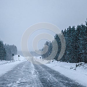 Image of country road in Karelia at winter