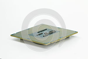 Image of CPU microchip on white isolated background.