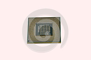 Image of cpu processor chip on a white background. Equipment and computer hardware. Central Processing Unit