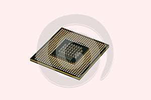 Image of cpu processor chip on a white background. Equipment and computer hardware. Central Processing Unit