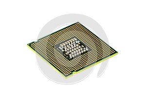 Image of cpu processor chip on a white background. Equipment and computer hardware. Central Processing Unit., Microprocessor