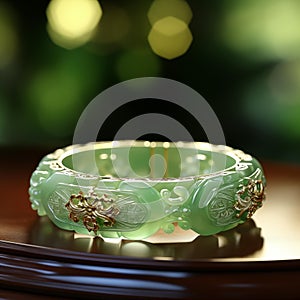 Image created with AI, carved jade bracelet,Natural Imperial Jade bracelet