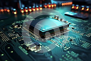 processor chip, technology environment, blockchain concept. ai generative