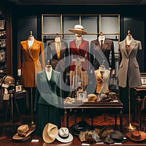Image created from AI, Image of a clothing store. Shop and display clothes