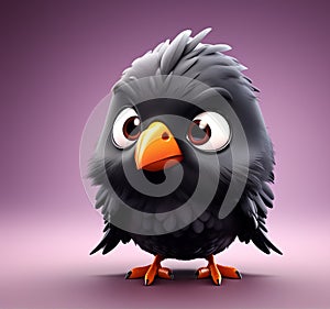 Feathered Friend: 3D Illustration of a Cute Crow