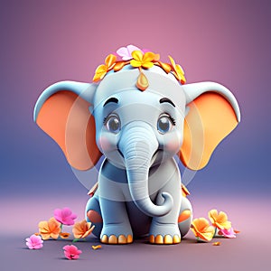 Elephant Elegance: Highly Detailed 3D Rendering photo