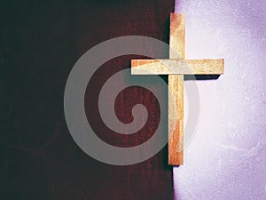 Image of cross shape in vintage background. Lent Season,Holy Week and Good Friday concepts. Stock photo.