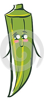 Image of cute okra - ladies fingers, vector or color illustration