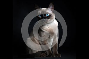 Image of cute siamese cat. Pet. Animals. Illustration, Generative AI