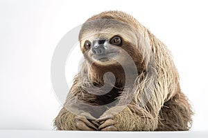 Image of a cute sloth on white background. Wildlife Animals. Illustration. Generative AI photo