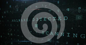 Image of cyber attack warning text on black background