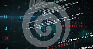 Image of cyber crime, firewall on black background