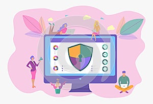 Image of cyber security concept. Illustrates the idea of cybersecurity or privacy. Vector colorful illustration