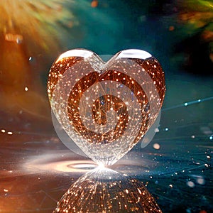 Image of a 3D crystal heart with interior illumination photo