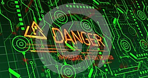 Image of danger text over shapes