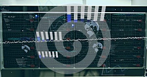 Image of data processing against close up of computer servers