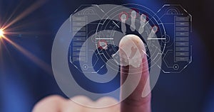 Image of data processing and biometric finger reading