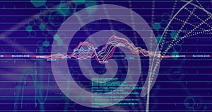 Image of data processing and clouds over grid